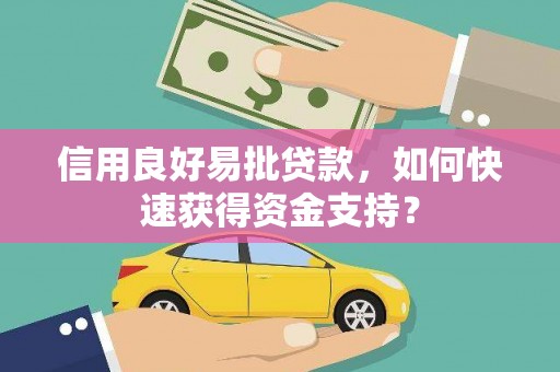 青神信用良好易批贷款，如何快速获得资金支持？