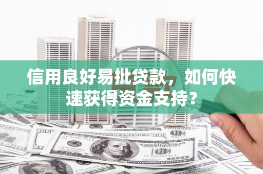 青神信用良好易批贷款，如何快速获得资金支持？