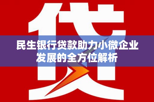 青神民生银行贷款助力小微企业发展的全方位解析