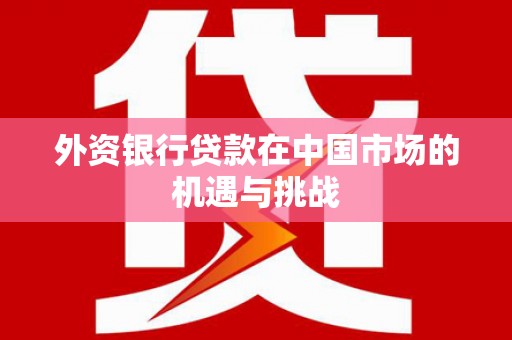 青神外资银行贷款在中国市场的机遇与挑战