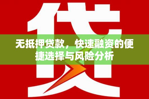青神无抵押贷款，快速融资的便捷选择与风险分析