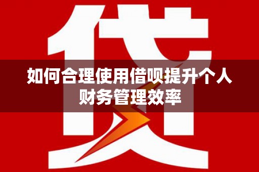青神如何合理使用借呗提升个人财务管理效率