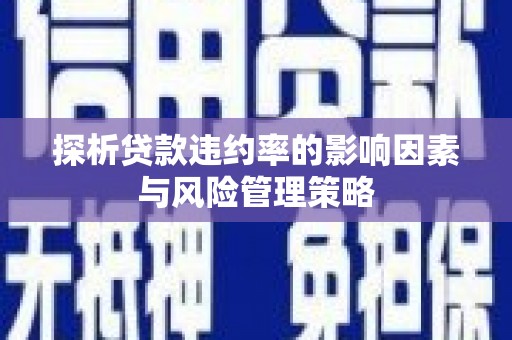 青神探析贷款违约率的影响因素与风险管理策略