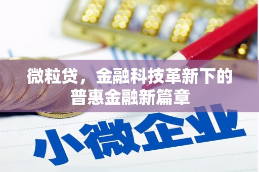 青神微粒贷，金融科技革新下的普惠金融新篇章