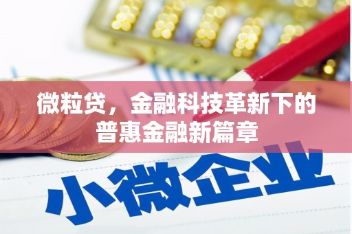 青神微粒贷，金融科技革新下的普惠金融新篇章
